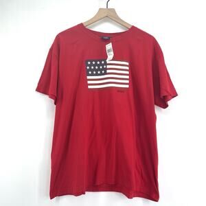 NWT VTG 90s Ralph Lauren Polo Sport T Shirt Men Large Flag Red‎ Americana Crew